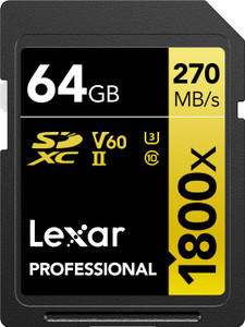 lexar lsd1800064g-bnnng professional 1800x 64 gb sdxc class 10 270 mbs  memory card compatible with camera