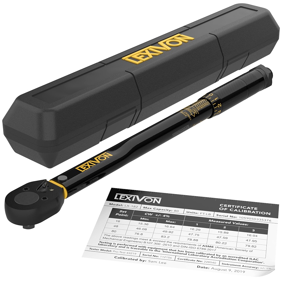 LEXIVON 3 /8-Inch Drive Click Torque Wrench 10~80 Ft-Lb /13.6~108.5 Nm ...