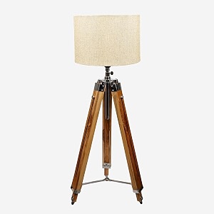 lexton cylindrical designer shade floor lamp with wooden base  tripod stand floor lamp for bedroom  living room  home decoration  drawing room bedside  gifting purpose pack of 1