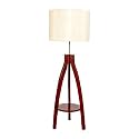 Lexton Cylindrical Designer Shade Floor Lamp with Wooden Base | Wooden Tripod Stand Floor Lamp for Bedroom | Home Decoration | Drawing Room | Gifting Purpose (Brown Pack of 1)
