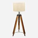 Lexton Cylindrical Designer Shade Floor Lamp with Wooden Base | Tripod Stand Floor Lamp for Bedroom | Living Room | Home Decoration | Drawing Room Bedside | Gifting Purpose (Pack of 1)