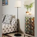 Lexton Eco DIY Metal Floor Lamp Standing Lamp with Assorted Cotton Fabric Shade | 2 Pin Plug, On/Off Switch, 3 Meter Corded Wire, E27 Base Bulb Holder for Home (Pack of 1, Black, Bulb Not Included)