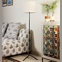 Lexton Eco DIY Metal Tripod Floor Lamp With Assorted Cotton Fabric Shade | 54" Height, 2 Pin Plug, On/Off Switch, 3 Meter Cord Wire, E27 Base Bulb Holder For Home (Pack of 1, Black, Bulb Not Included)