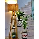Lexton Pyramid Shape Designer Shade Floor Lamp | Wooden Base Floor Lamp for Bedroom | Living Room | Home Decoration | Drawing Room | Bedside | Gifting Purpose (Pack of 1)