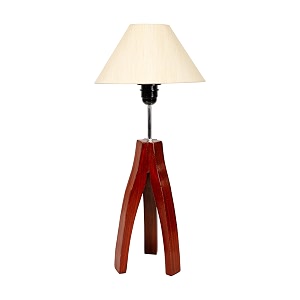 lexton wooden essence teak brown base tripod floor lamp  premium wooden base  for bedroom living room home decoration bedside gifting purpose beige shade pack of 1blub not included