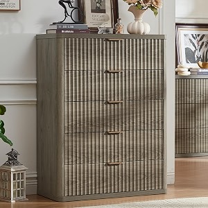 LEYAOYAO Fluted 5 Drawers Dresser for Bedroom