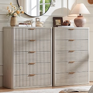 LEYAOYAO Fluted 5 Drawers Dresser Set of