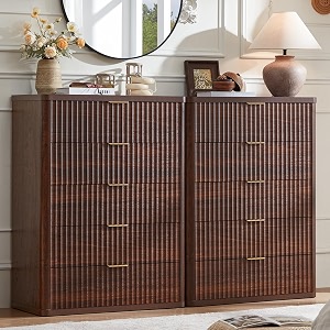 LEYAOYAO Fluted 5 Drawers Dresser Set of