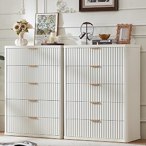LEYAOYAO Fluted 5 Drawers Dresser Set of