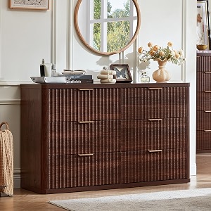 LEYAOYAO Fluted 6 Drawers Dresser for Bedroom