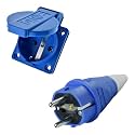 LEYDEN® 2P+E, 16A, 220VAC, Industrial Plug Socket with Plug IP44 Waterproof Suko Plug Socket Male Female Connector (2 PIN Suko Panel &amp; Plug, 1)