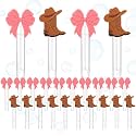 Leyndo 24 Pcs Gender Reveal Party Favors Pink Blue Boots or Bows Mini Bubble Wand for New Parents Guests Bubble Wand for Gender Reveal Games Goody Bag Stuffers Party Supplies Decorations