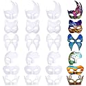 Leyndo 24 Pcs Paper Mache Mask Half Face Masquerade, Mixed Styles