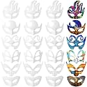 Leyndo 24 Pcs Paper Mache Mask Half Face Masquerade, Fantasy Style