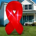 Leyndo 6ft Red Ribbon Week Inflatable Outdoor Decor with LED Lights Blower