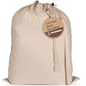 LFH Home Cotton Rich Canvas Extra Large Laundry Bag with Handle, Heavy Duty Drawstring Closure Washable Laundry Bags School Travel, Home, Hotel, College Dorm, Organizer Sack, 28x36-Natural