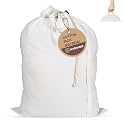 LFH Home Cotton Rich Canvas Extra Large Laundry Bag with Handle, Heavy Duty Drawstring Closure Washable Laundry Bags School Travel, Home, Hotel, College Dorm, Organizer Sack, Toys 28x40-White