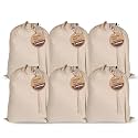 LFH Home Cotton Rich Canvas Extra Large Laundry Bag with Drawstring and Handles Heavy Duty, Multi-Use, and Washable for Home, Travel, College or Storage 24x36 (Pack of 6)-Natural