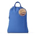 LFH Home Cotton Rich Canvas Large Laundry Bag with Handle, Heavy Duty Drawstring Closure Washable Laundry Bags, School Travel, Home, Hotel, College Dorm, Organizer Sack, Toys Clothes 20x30-Sky Blue