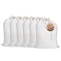 LFH Home Cotton Rich Large Laundry Bag with Handle, Heavy Duty Drawstring Closure Washable Laundry Bags, School Travel, Home, Hotel, College Dorm, Organizer Sack, Toy Clothes 20x30 (Pack of 6)-White