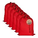 LFH Home Cotton Rich Large Premium Canvas Laundry Bag, Heavy Duty Washable Laundry Hamper with Drawstring &amp; Handles, Multi-Use Clothes Storage for Home, Travel &amp; College, 18"x26" (Pack of 6) - Red