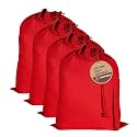 LFH Home Cotton Rich Large Premium Canvas Laundry Bag, Heavy Duty Washable Laundry Hamper with Drawstring &amp; Handles, Multi-Use Clothes Storage for Home, Travel &amp; College, 28"x36" (Pack of 4) - Red