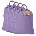 LFH Home Cotton Rich Large Premium Canvas Laundry Bag, Heavy Duty Washable Laundry Hamper with Drawstring &amp; Handles, Multi-Use Clothes Storage for Home, Travel &amp; College 28"x40" (Pack of 4) - Lavender