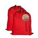 LFH Home Cotton Rich Large Premium Canvas Laundry Bag, Heavy Duty Washable Laundry Hamper with Drawstring &amp; Handles, Multi-Use Clothes Storage for Home, Travel &amp; College, 20"x30" (Pack of 2) - Red