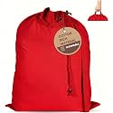 LFH Home Cotton Rich Large Premium Canvas Laundry Bag, Heavy Duty Washable Laundry Hamper with Drawstring &amp; Handles, Multi-Use Clothes Storage for Home, Travel &amp; College, 24"x36" (Pack of 1) - Red