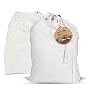 LFH Home Large Premium 1pack Cotton Rich Canvas Laundry Bag with Drawstring and Handles Heavy Duty, Multi-Use, Washable for Home, Travel, College or Storage 18x26 -White
