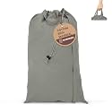 LFH Home Large Premium 1pack Cotton Rich Canvas Laundry Bag with Drawstring and Handles Heavy Duty, Multi-Use, Washable for Home, Travel, College or Storage 18x26 -Grey