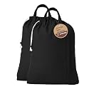 LFH Home Large Premium Cotton Rich Canvas Laundry Bag with Drawstring and Handles Heavy Duty, Multi-Use, and Washable for Home, Travel, College or Storage 28x40 (Pack of 2)-Black