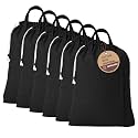 LFH Home Large Premium Cotton Rich Canvas Laundry Bag with Drawstring and Handles Heavy Duty, Multi-Use, and Washable for Home, Travel, College or Storage 28x36 (Pack of 6)-Black