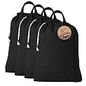 LFH Home Large Premium Cotton Rich Canvas Laundry Bag with Drawstring and Handles Heavy Duty, Multi-Use, and Washable for Home, Travel, College or Storage 28x40 (Pack of 4)-Black
