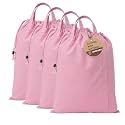 LFH Home Large Premium Cotton Rich Canvas Laundry Bag with Drawstring and Handles Heavy Duty, Multi-Use, Washable for Home, Travel, College or Storage 28x40 (Pack of 4)-Pink