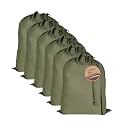 LFH Home Large Premium Cotton Rich Canvas Laundry Bag with Drawstring and Handles Heavy Duty, Multi-Use, and Washable for Home, Travel, College or Storage 28x40 (Pack of 6)-Military Green