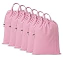LFH Home Large Premium Cotton Rich Canvas Laundry Bag with Drawstring and Handles Heavy Duty, Multi-Use, Washable for Home, Travel, College or Storage 28x 40 (Pack of 6)-Pink
