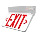 LFI Lights® Swinging LED Exit Sign with Vandal-Proof Hinged Design, UL 924 Listed, Self Testing, Red LED, White, High-Impact Housing, 120-277VAC Hardwired with Battery Backup, Optional Double Face and Knock Out Arrows, LEDSWR