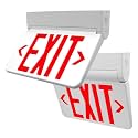 LFI Lights® Swinging LED Exit Sign with Vandal-Proof Hinged Design, UL 924 Listed, Self Testing, Red LED, White, High-Impact Housing, 120-277VAC Hardwired with Battery Backup, Optional Double Face and Knock Out Arrows, LEDSWR