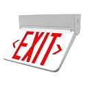 LFI Lights® Swinging LED Exit Sign with Vandal-Proof Hinged Design, UL 924 Listed, Self Testing, Red LED, White, High-Impact Housing, 120-277VAC Hardwired with Battery Backup, Optional Double Face and Knock Out Arrows, LEDSWR