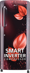lg 224 l direct cool single door 4 star refrigerator with smart inverter compressor humidity controller  moist n fresh scarlet victoria gl-b241asvy