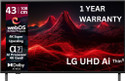 LG AI UA8250 108 cm (43 inch) Ultra HD (4K) LED Smart WebOS TV 2025 Edition with Alpha7tH Ultra AI Processor 4K Gen8 | 4K Super Upscaling | AI Picture Pro | 4K Expression Enhancer | NEW AI Magic Remote Compatible | AI Search