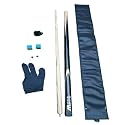 LGB Combo Half Normal Joint Glossy Snooker N Pool CUE with CUE Cover,Glove,Chalk Holder,Two TIP N Two Chalk Wood (Black)