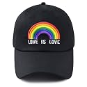 LGBT Gay Pride Rainbow Hat for Men Women, Adjustable Embroidered Love is Love Baseball Cap