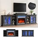LGHM 135" Fireplace TV Stand W/Outlet &amp; LED Strip, 4 in 1 Modular Design