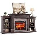 LGHM 72" Electric Fireplace TV Stand for Living Room, Dark/Brown(Espresso)