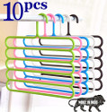 LHMED 5 Layer Clothes Hanger Wardrobe Storage Organizer Rack (Set of 10),33lx1bx32h cm Plastic Dress Pack of 10 Hangers For  Dress