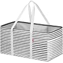 LHZK Standing Extra Large Utility Tote Bag with Metal Wire Frame and the Sides Rinforced, Extra Large Tote Bag with Handle, Reusable Grocery Bags Foldable, Beach Bag, Car Tote, Black, 26''x15''x13''