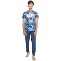 Li'l Tomatoes Boys Drawstring Regular Fit Printed Round Neck Cotton Night Suit Sets Dblue