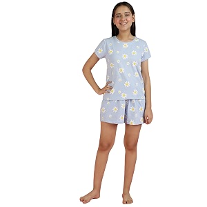 li39l tomatoes girls cotton night suit set  summer half sleeve t-shirt amp shorts  soft amp breathable sleepwear  printed nightsuit for 716 years